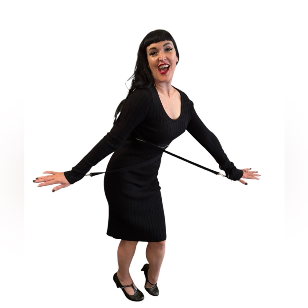 Betsey Johnson Y2K Era Bondage Sweater Dress size L - Picture 5 of 7